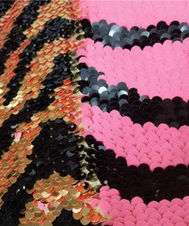 Customizable glitter material embroidery zig zag zebra print reversible sequin fabric manufacture