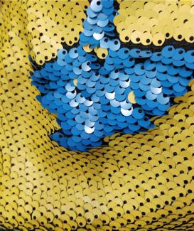 High quality two color tone sided gold/blue sequin embroidery fabric 