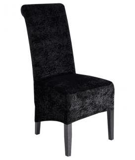 Custom black dining room high back chair covers by crushed velvet fabric