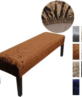 Crushed velvet slipcovered dining bench cushion covers indoor