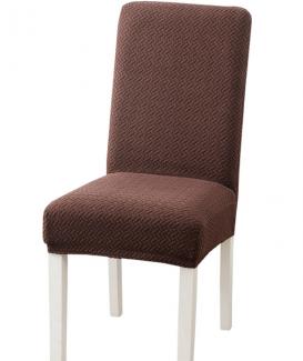 Diagonal textured velvet stretch brown slip cover dining chairs covers