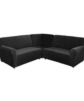 Velvet 3 piece black slipcovered couch covers for sectionals sofa cover
