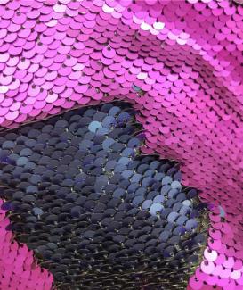 Factory wholesale two tone hot pink fuchsia 5mm sequin fabric supply