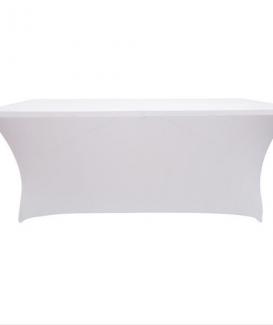 White/black spandex trade show table cloth covers 6ft with logo
