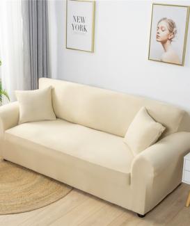 Spandex one piece design non slip cream sofa cover